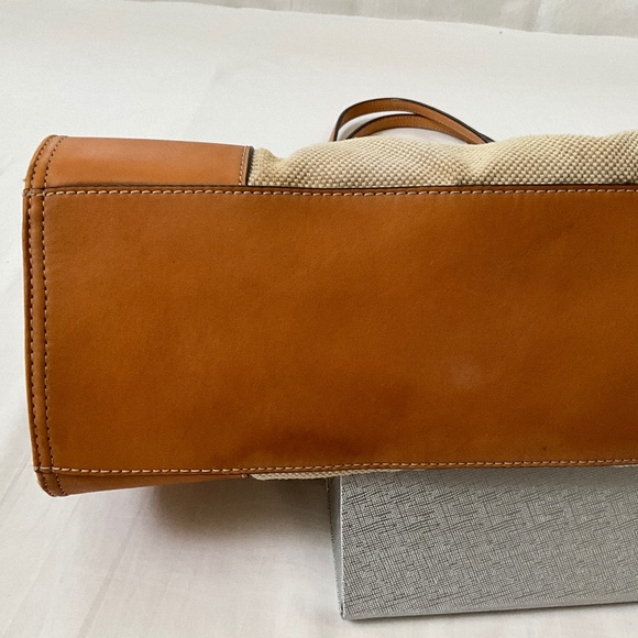 TORY BURCH Canvas & Leather Ella Tote Beige Natural - Picture 6 of 16